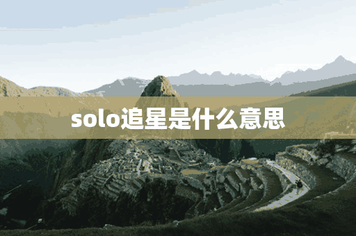 solo追星是什么意思